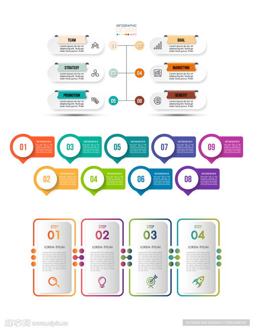 综合商务信息图设计中的图标、按钮与Web界面优化策略